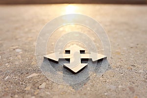 Arrow sign pointing ahead. Concept of challenge and looking forward