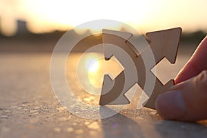 Arrow sign pointing ahead. Concept of challenge and looking forward