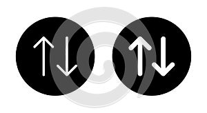 Arrow sort icon on black circle. Item sorting button