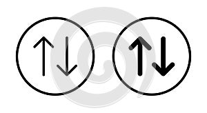 Arrow sort icon on circle line. Item sorting sign symbol