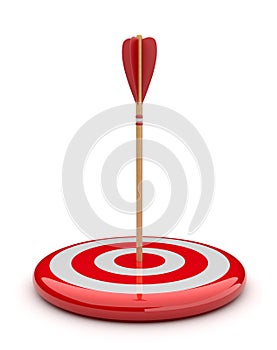 Arrow in target 3D. success hitting. Business