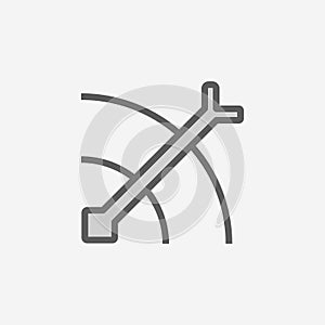 arrow and target field outline icon. Element of 2 color simple icon. Thin line icon for website design and development, app photo