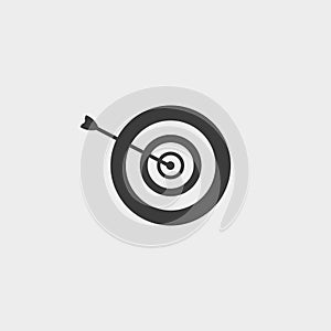 Arrow in the target icon in a flat design in black color. Vector illustration eps10