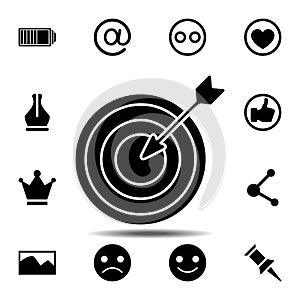 arrow in target icon. Simple glyph vector element of web, minimalistic icons set for UI and UX, website or mobile application