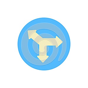 Arrow three direction icon. Simple color vector elements of pointer icons for ui and ux, website or mobile application