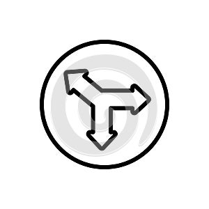Arrow three direction icon. Simple line, outline vector elements of pointer icons for ui and ux, website or mobile