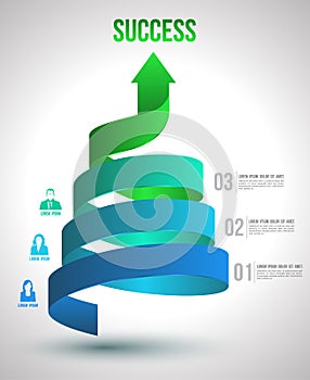 Arrow twist up to success number options with icons.