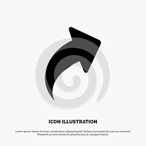 Arrow, Up, Direction, Right solid Glyph Icon vector