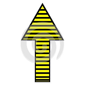 Arrow up icon. Black and yellow colors in line. Modern creative design. Cartoon art. Vector illustration. Stock image.