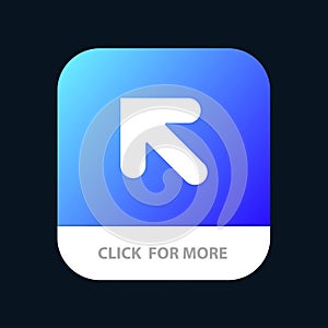 Arrow, Up, Left Mobile App Button. Android and IOS Glyph Version