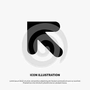 Arrow, Up, Left solid Glyph Icon vector