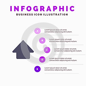 Arrow, Up, Upload Solid Icon Infographics 5 Steps Presentation Background