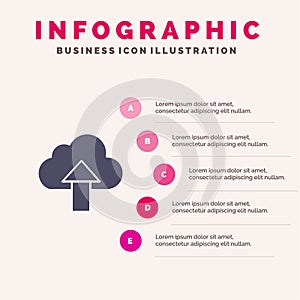 Arrow, Upload, Up, Cloud Solid Icon Infographics 5 Steps Presentation Background