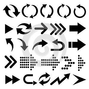 Arrow vector 3d button icon set black color on white background.