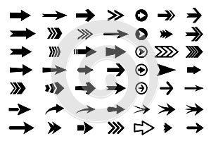 Flecha icono. un conjunto compuesto por nuevo estilo negro dardos en blanco. de indicadores. dardos ilustraciones colear 