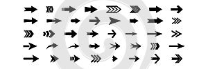 Arrow vector icon. Set of new style black vector arrows isolated on white. Collection of pointers. Arrows vector illustration coll