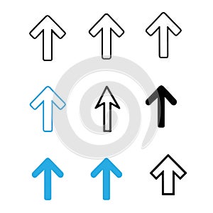 Arrow vector icon set in thin line style with different set