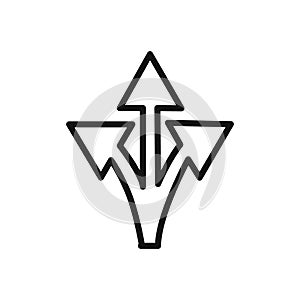 3 arrow way icon linear vector graphics sign