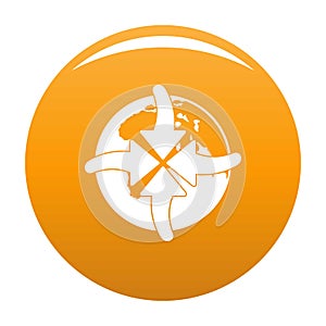 Arrow of world icon vector orange