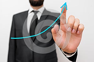 Arrowhead Curve Illustration Facing Upward Rising Denoting Success Achievement Improvement Development. Digital Arrow