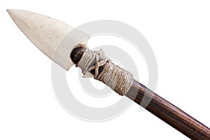 Arrowhead made of bone on arrow