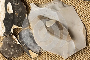 An arrowhead made from flintstone close up photo