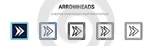 Arrowheads icon in filled, thin line, outline and stroke style. Vector illustration of two colored and black arrowheads vector