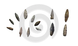 Arrowheads of primitive hunters