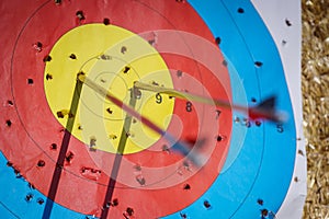 Arrows in archery target