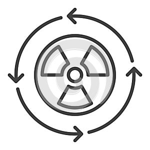 Arrows around Radiation vector nuclear renewable energy icon or sign in thin line style