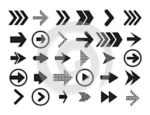 Arrows big black set icons. Arrow icon. Arrow vector collection. Arrow. Cursor. Black icon set of arrows, back, next