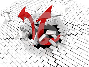 Arrows breaking wall