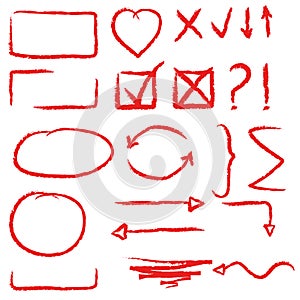 Arrows circles and abstract doodle writing design vector set