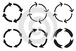 Arrows in circular motion. Arrow combinations