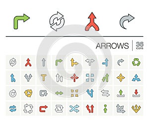 Arrows and direction color vector icons