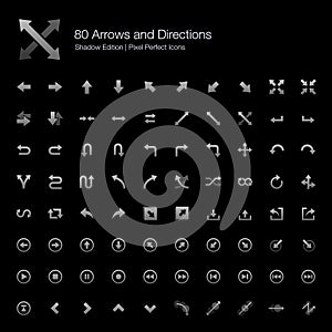 Arrows and Directions Pixel Perfect Icons Shadow Edition.