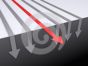 Arrows fall down except one