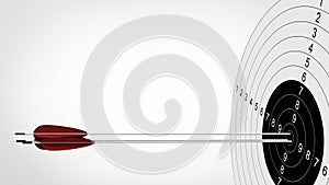 Arrows focus to archery target. 3d illustration.