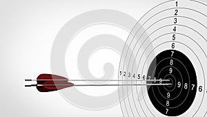 Arrows focus to archery target. 3d illustration.