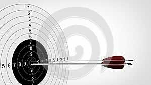 Arrows focus to archery target. 3d illustration.