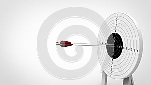 Arrows focus to archery target. 3d illustration.