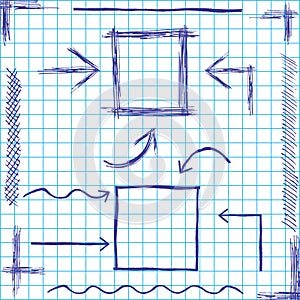 Arrows and frames sketchy design. Vector