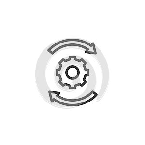 Arrows and gears line icon