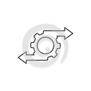 Arrows and gears vector icon symbol isolated on white background