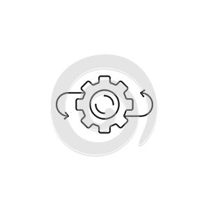 Arrows and gears vector icon symbol isolated on white background