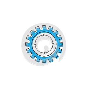 Arrows and gears vector icon symbol isolated on white background