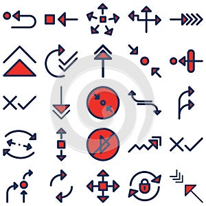 Arrows Gird Isolated Vector icons set every single icon can be easily modified or edited