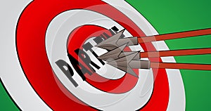 Arrows hit the bull`s eye with the text Part time. Cartoon animation stock video.