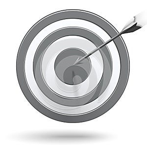 Arrows hitting the center of the grey target - success business concept