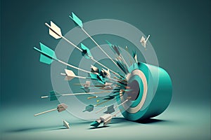 Arrows hitting the target - 3D illustration, AI generated